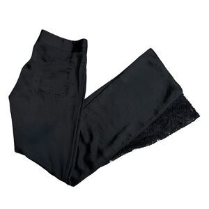 SW3 Bespoke Black 2 Pants Wide Leg Lace Insterts 100% Polyester Zipper Pockets